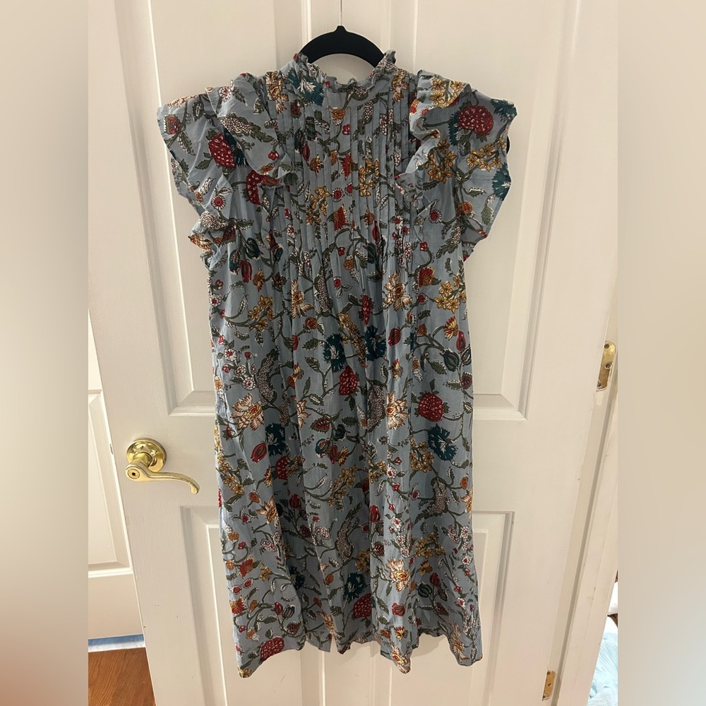 Orange and Brown Ruffled Tiered Sundress with Flutter Sleeves